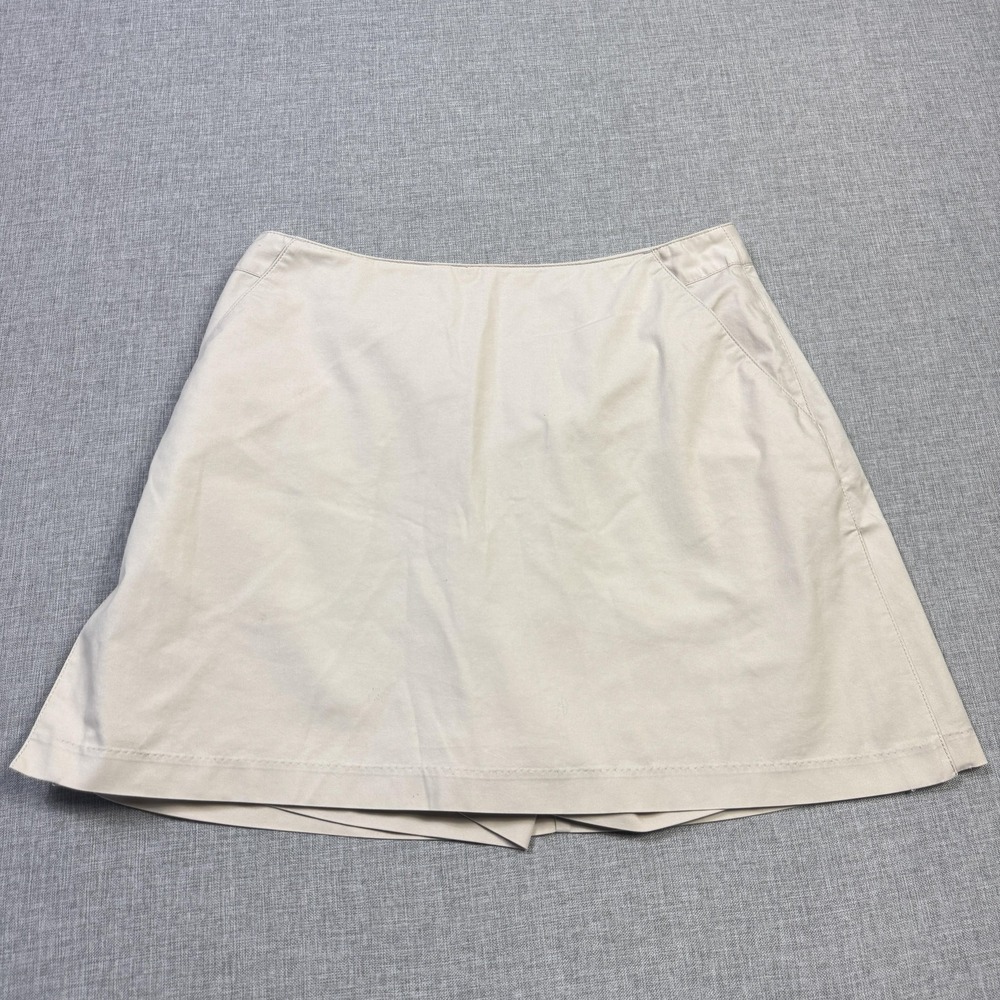 Adidas Skort Womens 10 Beige‎ A Line Short Stretch Pockets Zip Twill Casual